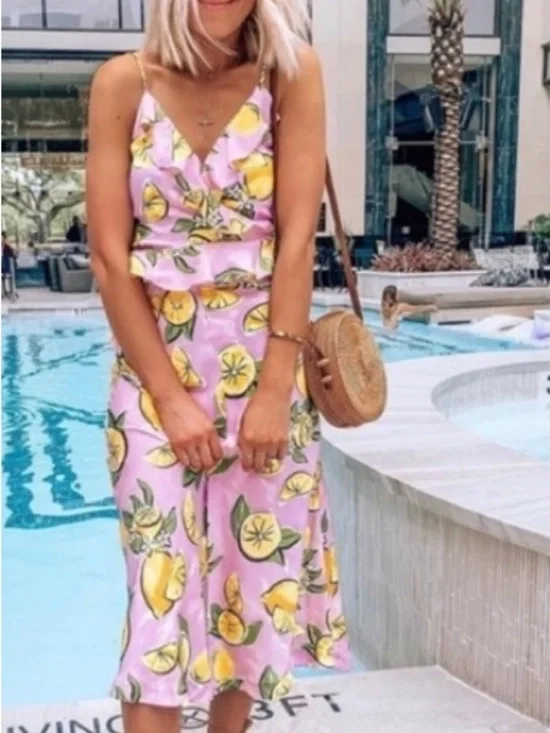 ZARA Lemon Print Satin Midi Skirt - Picture 2 of 14